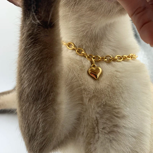 Gold Heart Pet Necklace